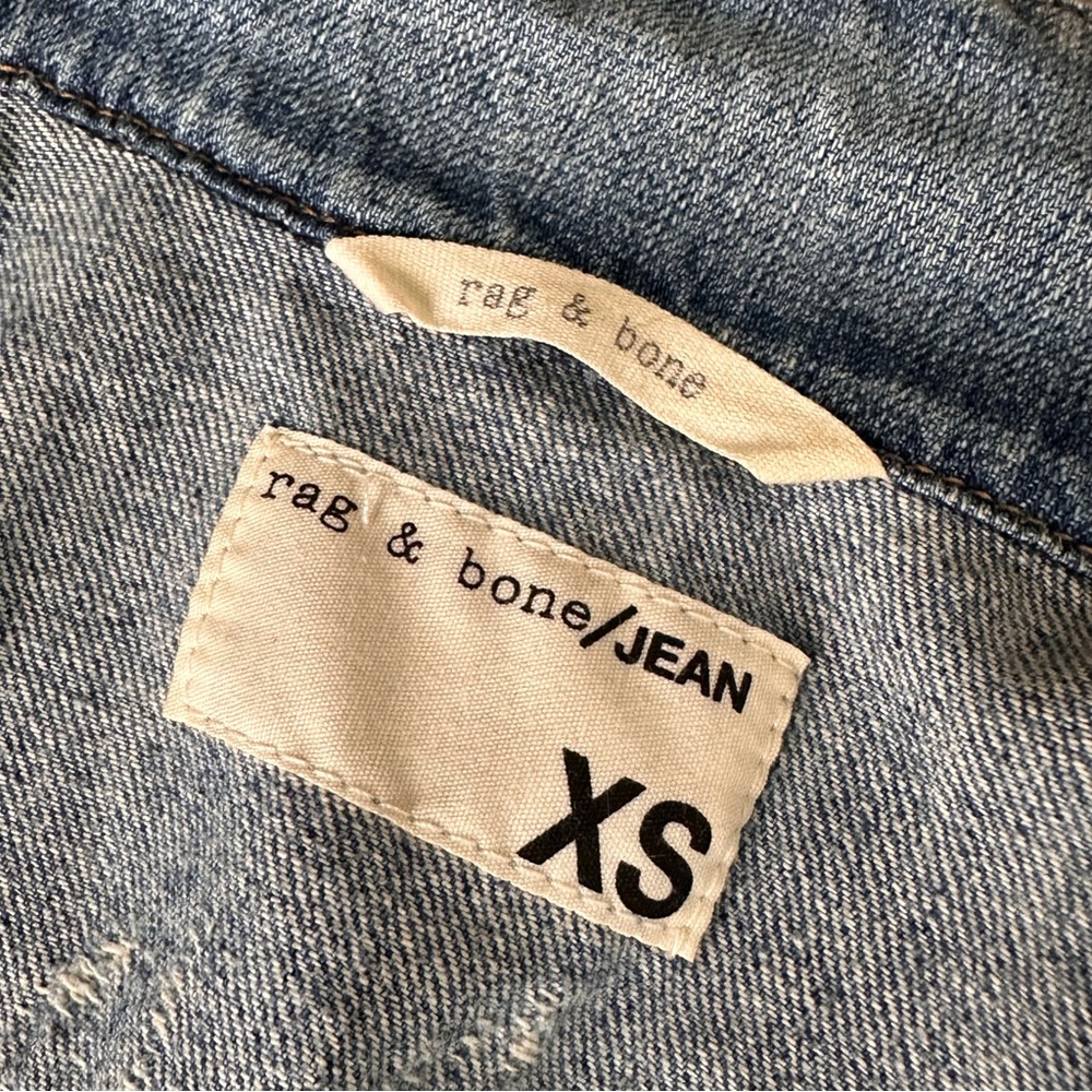 Rag & Bone JEAN Denim Vest Size XS Women’s Pockets Distressed Punk Skater Rocker - Picture 5 of 7